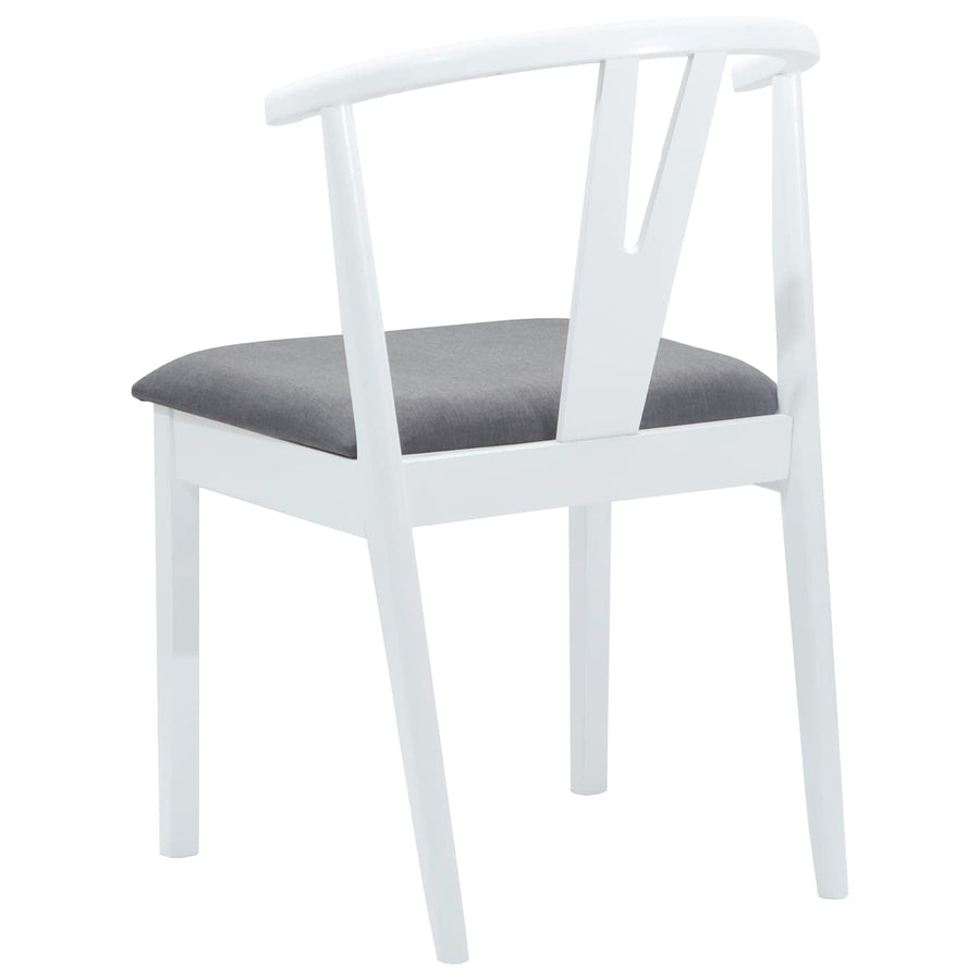 Eetkamerstoel 2 Pcs Massief Rubberhout Wit en grijs