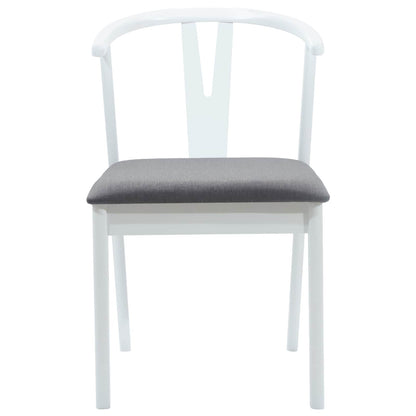 Eetkamerstoel 2 Pcs Massief Rubberhout Wit en grijs