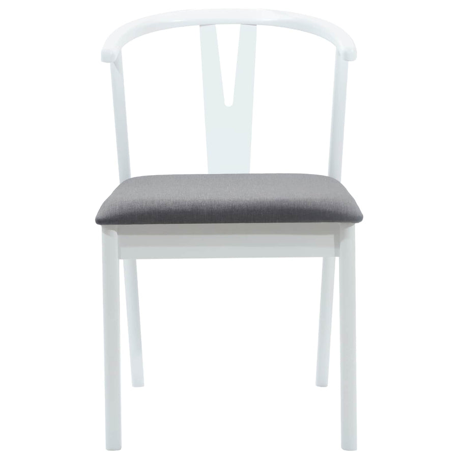 Eetkamerstoel 2 Pcs Massief Rubberhout Wit en grijs
