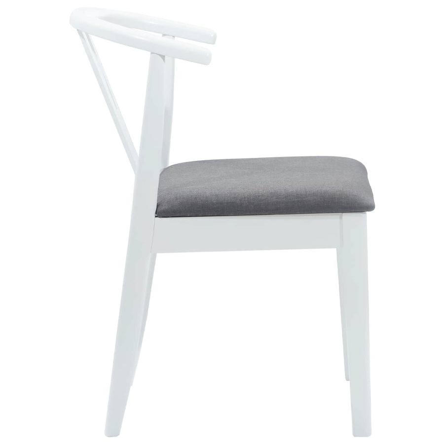 Eetkamerstoel 2 Pcs Massief Rubberhout Wit en grijs