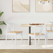 Eetkamerstoelen 2 stuks massief rubberhout wit naturel
