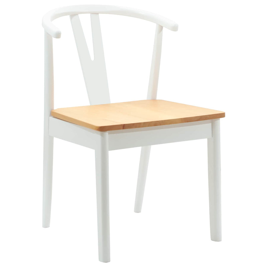 Eetkamerstoel 2 Pcs En Natuurlijk Massief Rubberhout wit en naturel