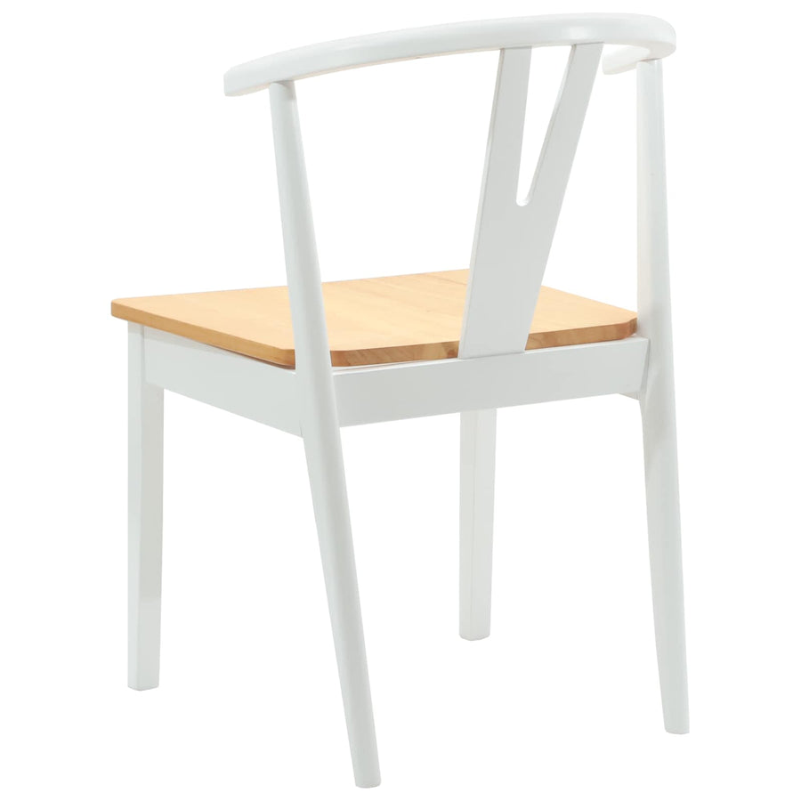 Eetkamerstoel 2 Pcs En Natuurlijk Massief Rubberhout wit en naturel