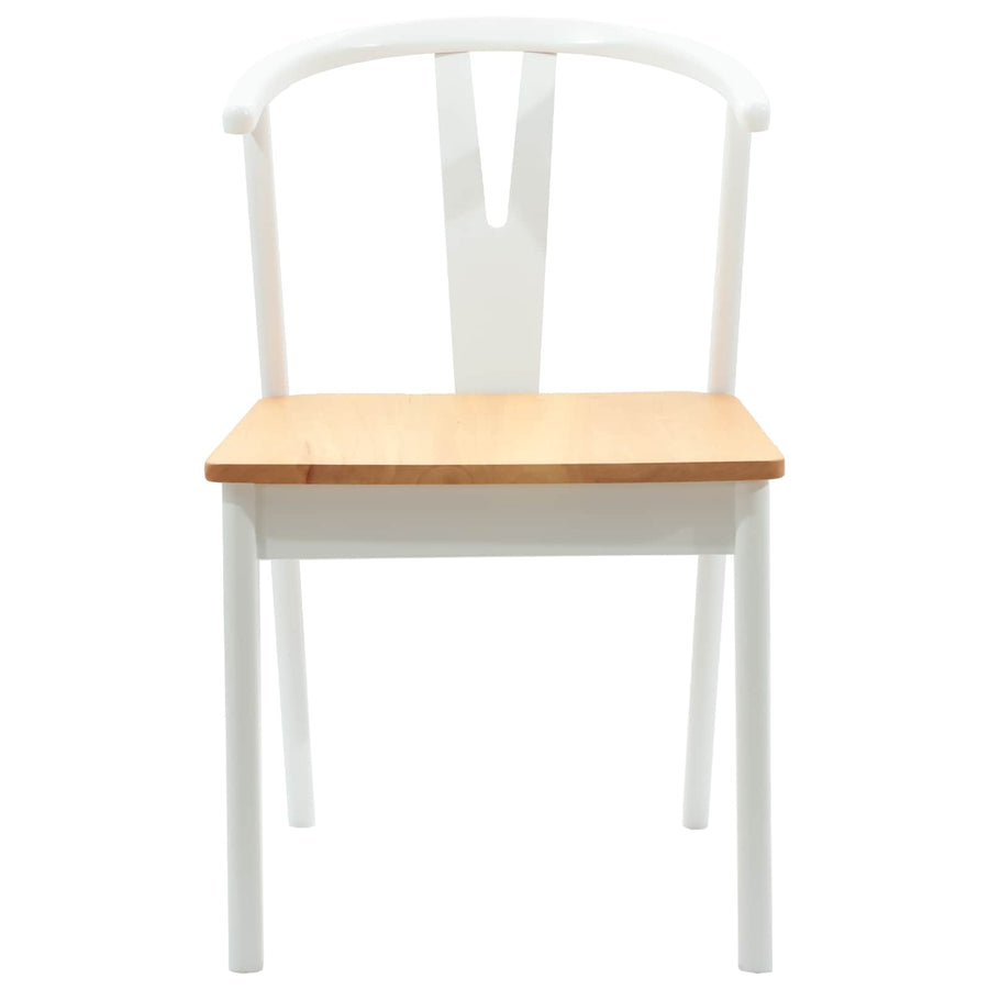 Eetkamerstoel 2 Pcs En Natuurlijk Massief Rubberhout wit en naturel