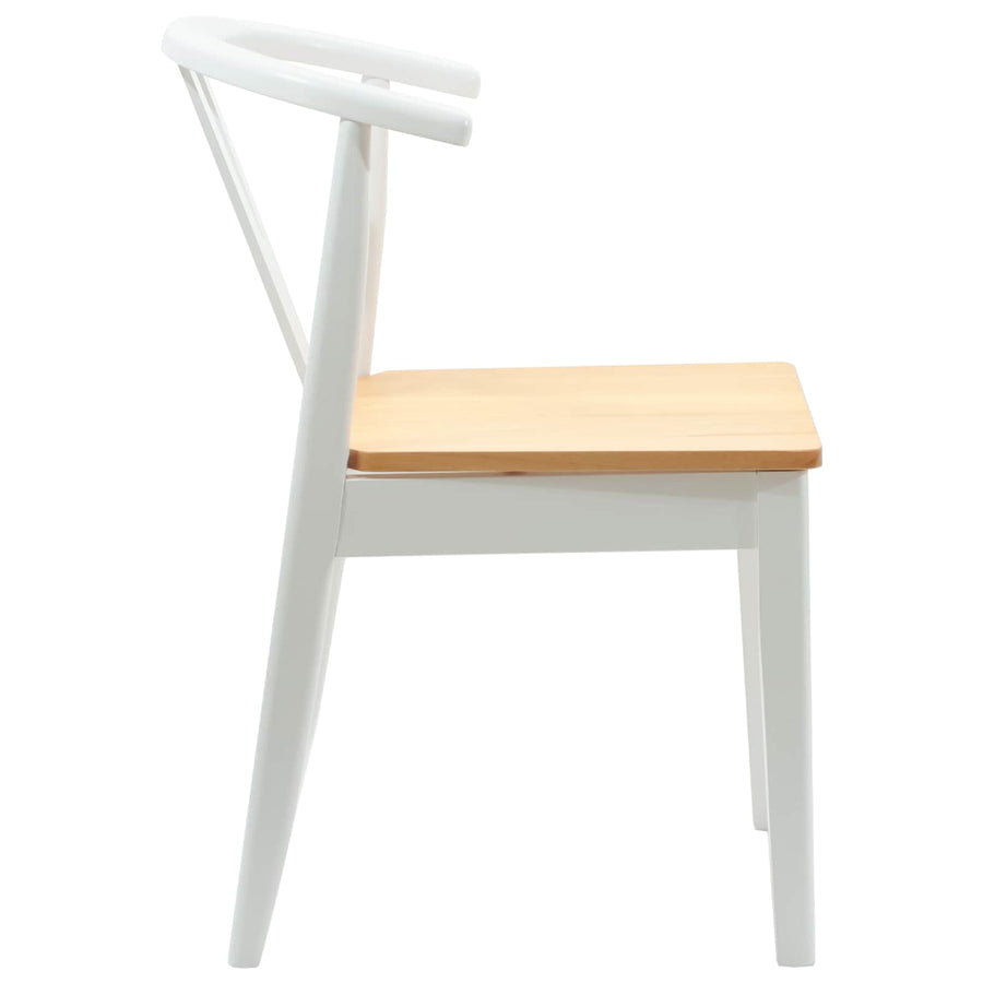 Eetkamerstoel 2 Pcs En Natuurlijk Massief Rubberhout wit en naturel