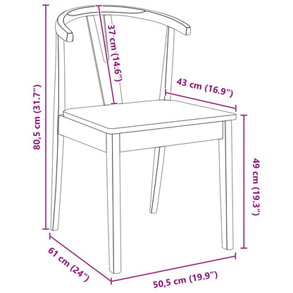 Eetkamerstoel 2 Pcs En Natuurlijk Massief Rubberhout wit en naturel