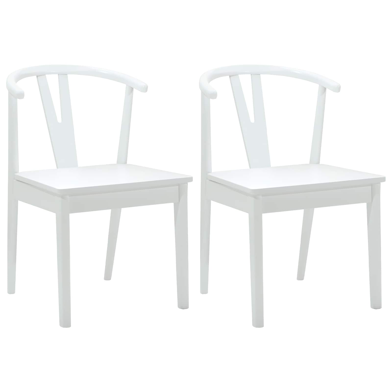 Eetkamerstoel 2 Pcs En Massief Rubberhout Wit