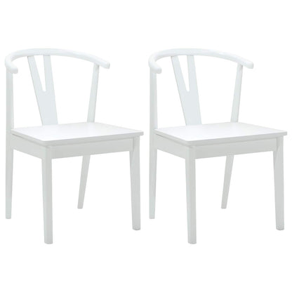 Eetkamerstoel 2 Pcs En Massief Rubberhout Wit