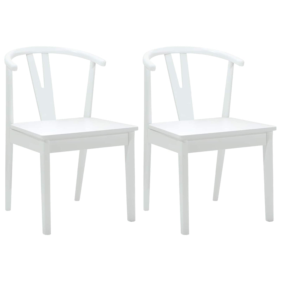 Eetkamerstoel 2 Pcs En Massief Rubberhout Wit