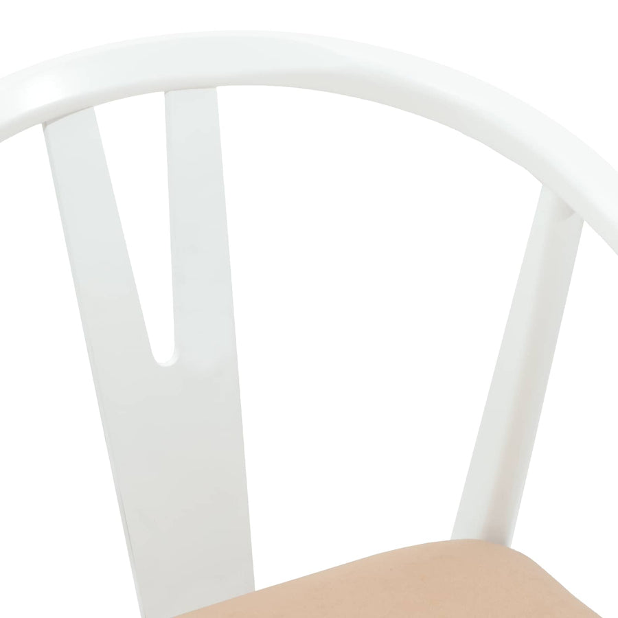 Eetkamerstoel 2 Pcs Massief Rubberhout Wit en bruin