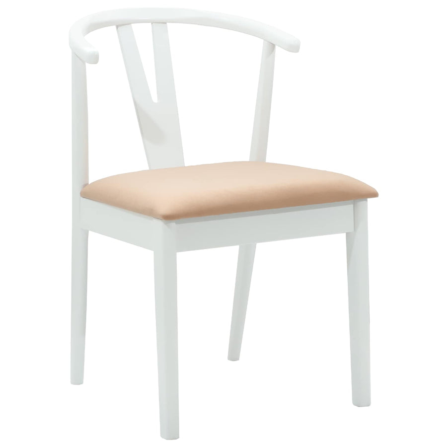 Eetkamerstoel 2 Pcs Massief Rubberhout Wit en bruin