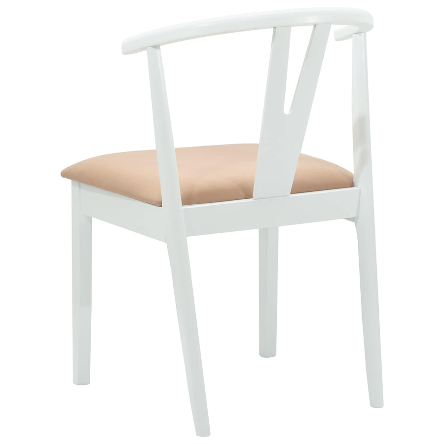 Eetkamerstoel 2 Pcs Massief Rubberhout Wit en bruin