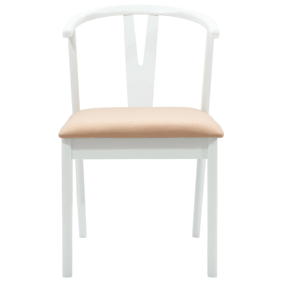 Eetkamerstoel 2 Pcs Massief Rubberhout Wit en bruin