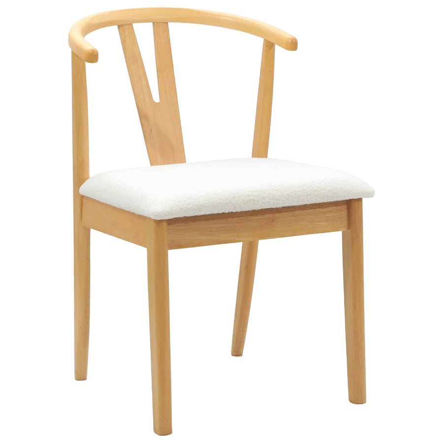 Eetkamerstoel 2 Pcs En Licht Massief Rubberhout Natuurlijk en wit