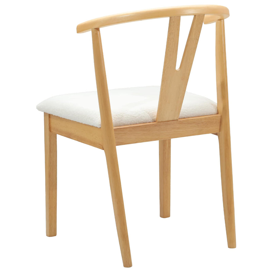 Eetkamerstoel 2 Pcs En Licht Massief Rubberhout Natuurlijk en wit