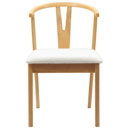 Eetkamerstoel 2 Pcs En Licht Massief Rubberhout Natuurlijk en wit