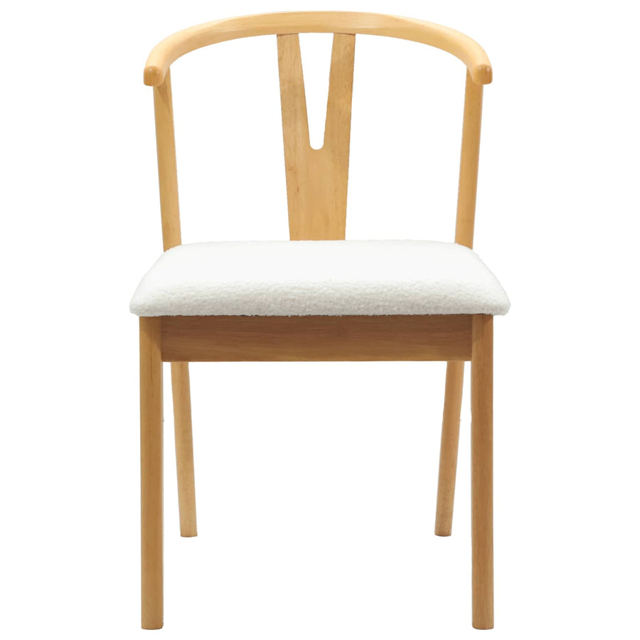 Eetkamerstoel 2 Pcs En Licht Massief Rubberhout Natuurlijk en wit