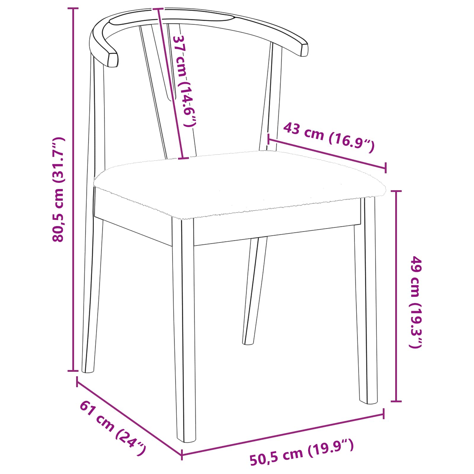 Eetkamerstoel 2 Pcs En Licht Massief Rubberhout Natuurlijk en wit