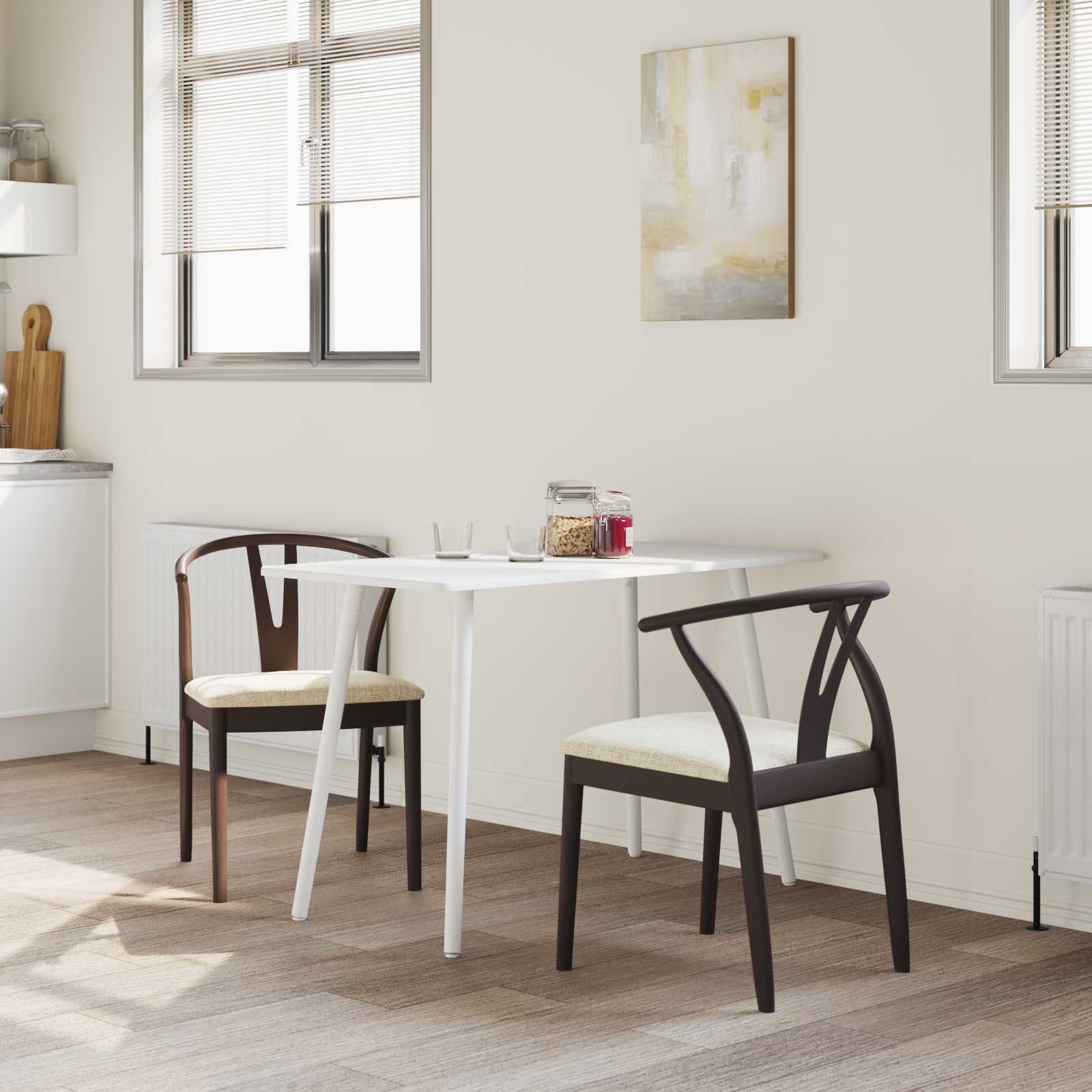 Eetkamerstoel 2 Pcs Massief Rubberhout Lichtbruin en licht