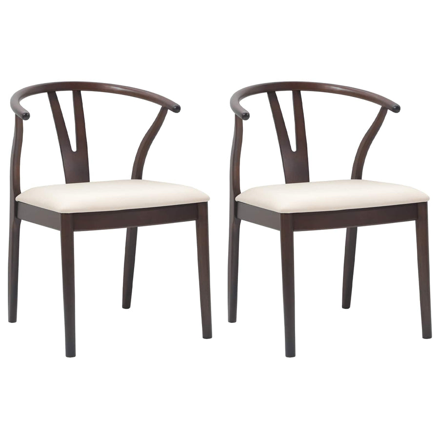 Eetkamerstoel 2 Pcs Massief Rubberhout Lichtbruin en licht