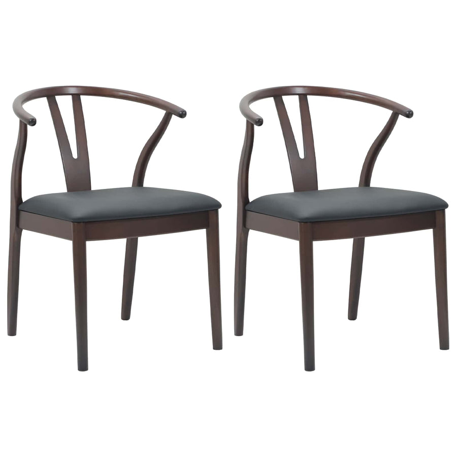 Eetkamerstoel 2 Pcs Massief Rubberhout Lichtbruin en zwart
