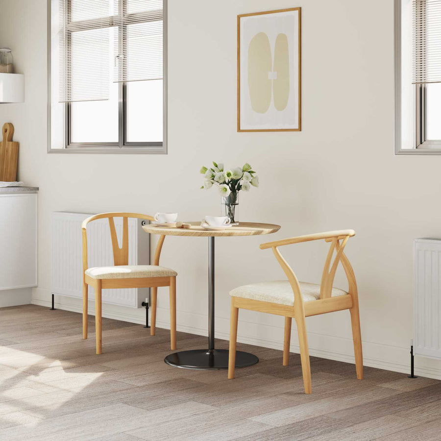 Eetkamerstoel 2 Pcs Massief Rubberhout Natuurlijk en licht