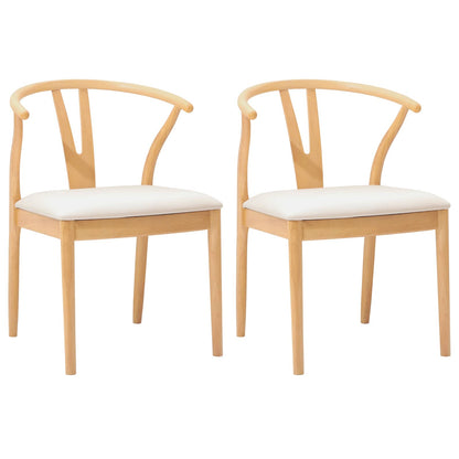 Eetkamerstoel 2 Pcs Massief Rubberhout Natuurlijk en licht