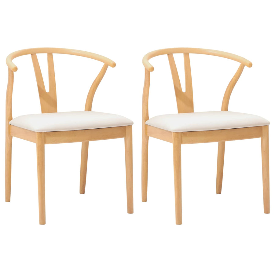 Eetkamerstoel 2 Pcs Massief Rubberhout Natuurlijk en licht