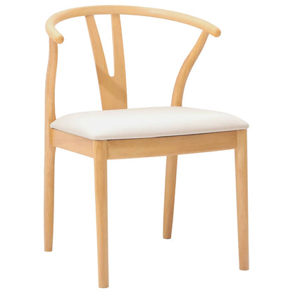 Eetkamerstoel 2 Pcs Massief Rubberhout Natuurlijk en licht