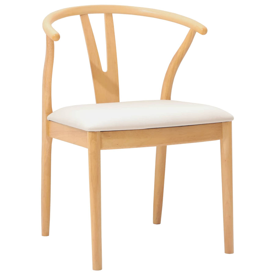 Eetkamerstoel 2 Pcs Massief Rubberhout Natuurlijk en licht