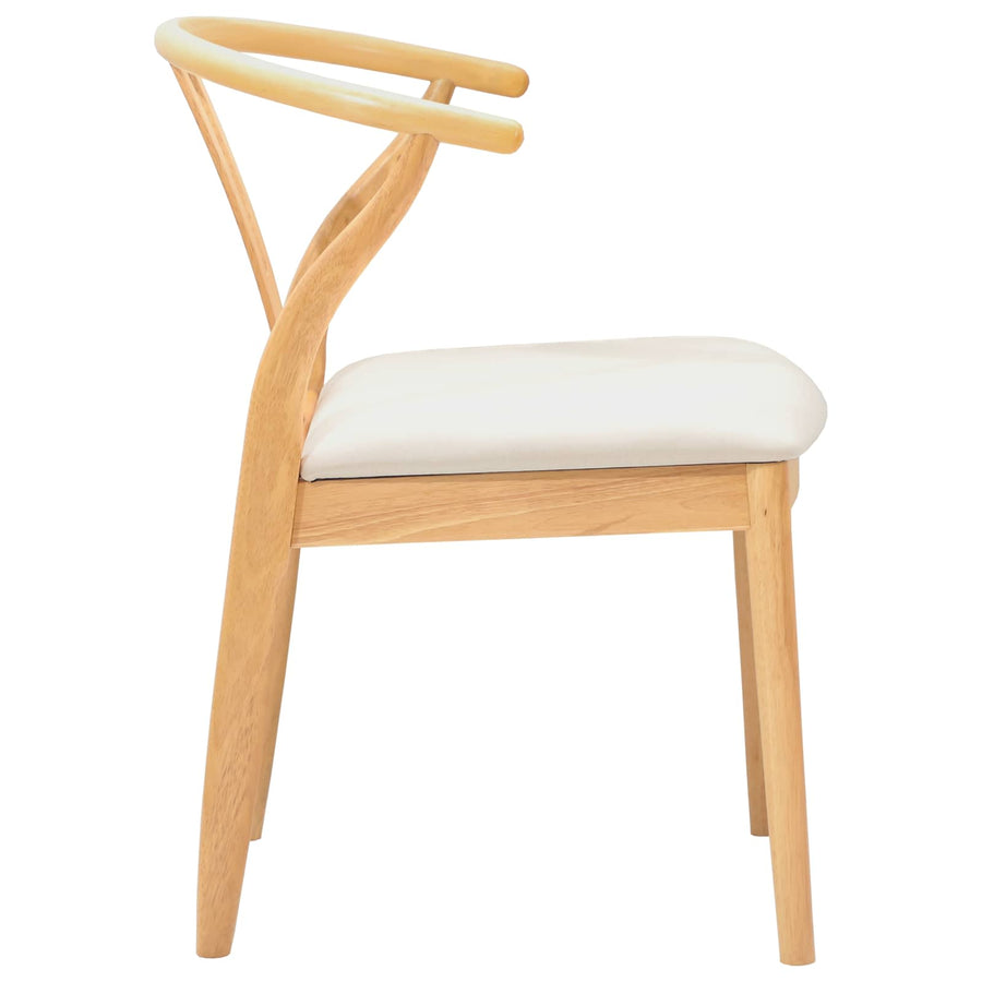 Eetkamerstoel 2 Pcs Massief Rubberhout Natuurlijk en licht