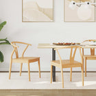 Dining Chair 2 pcs Natural Solid Rubberwood