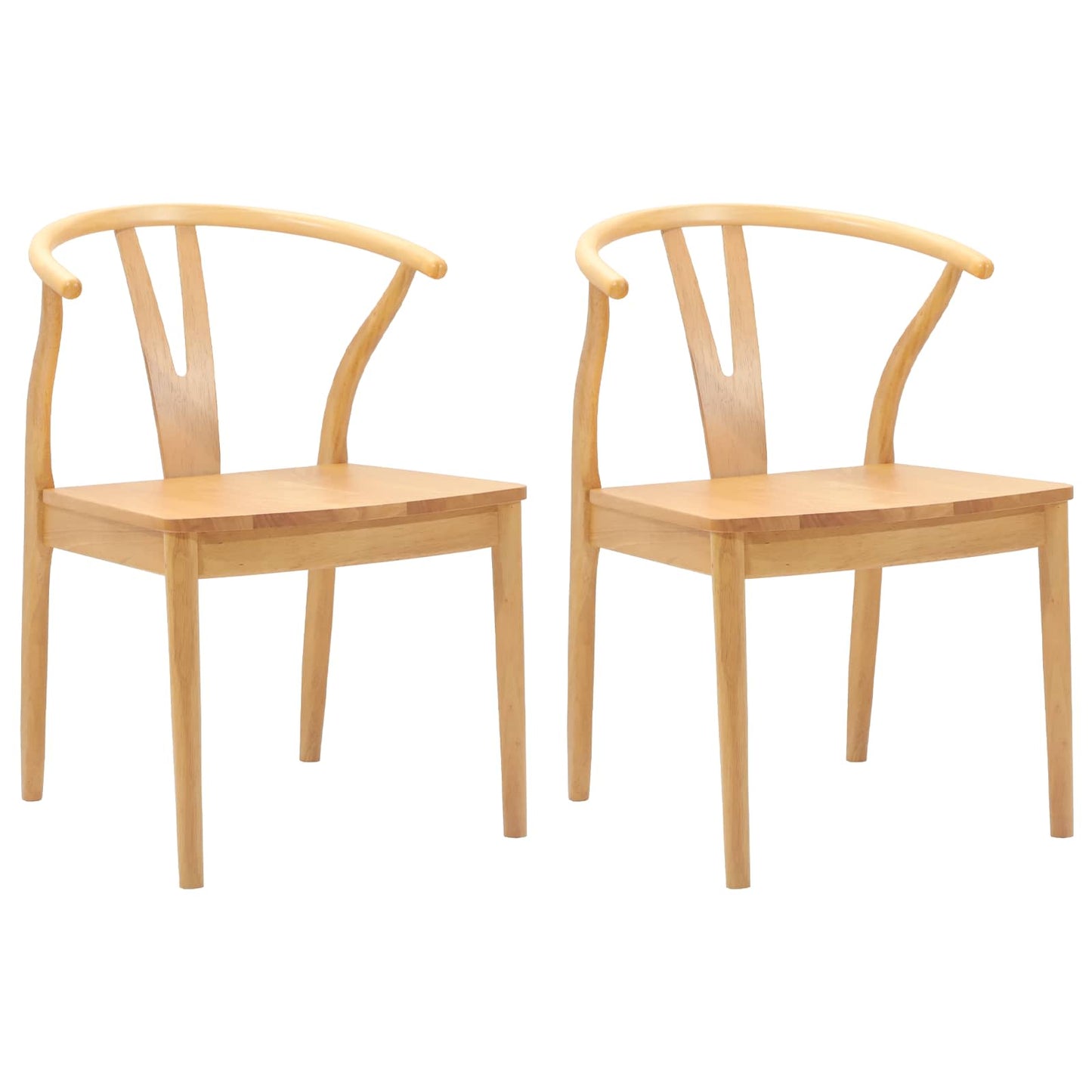Eetkamerstoel 2 Pcs Massief Rubberhout Naturel