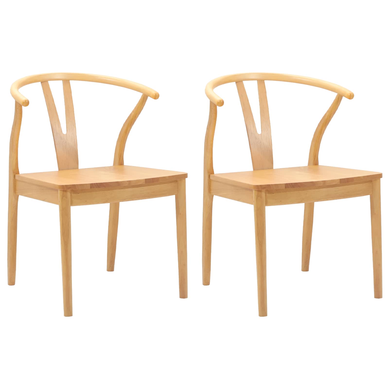 Eetkamerstoel 2 Pcs Massief Rubberhout Naturel