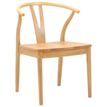 Eetkamerstoel 2 Pcs Massief Rubberhout Naturel