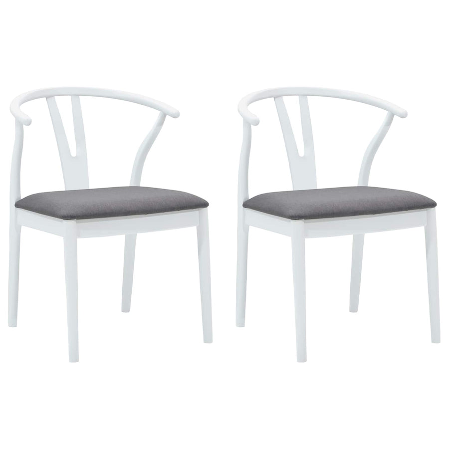 Eetkamerstoel 2 Pcs Massief Rubberhout Wit en grijs