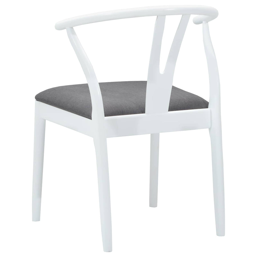 Eetkamerstoel 2 Pcs Massief Rubberhout Wit en grijs
