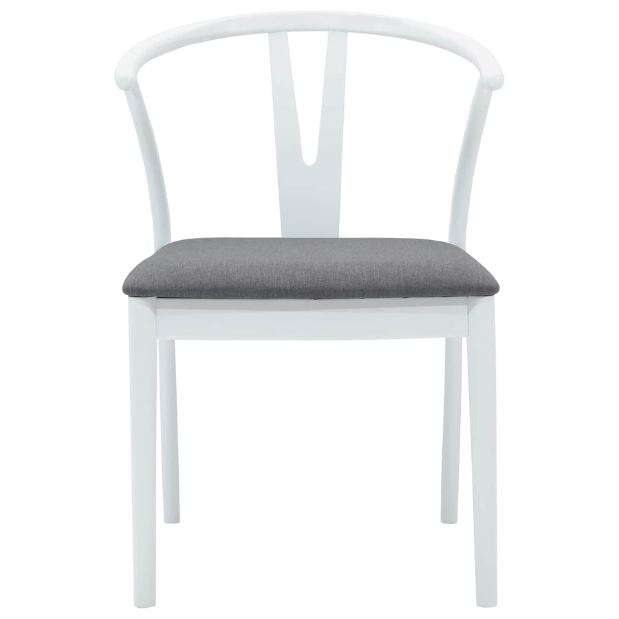 Eetkamerstoel 2 Pcs Massief Rubberhout Wit en grijs