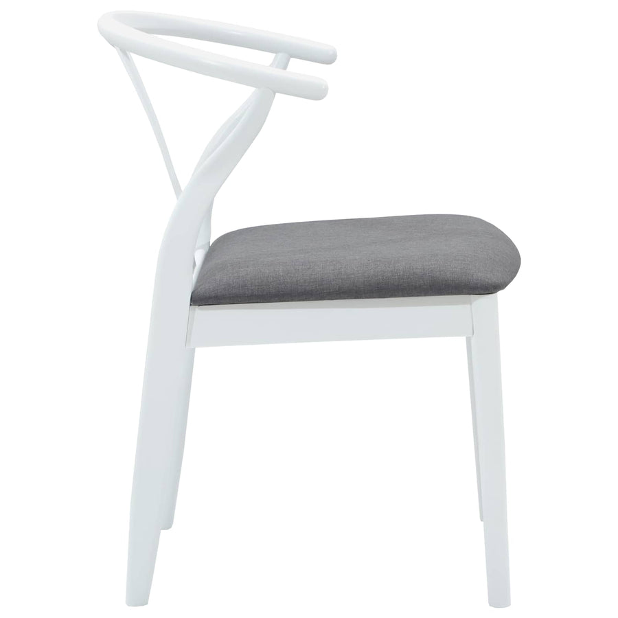 Eetkamerstoel 2 Pcs Massief Rubberhout Wit en grijs
