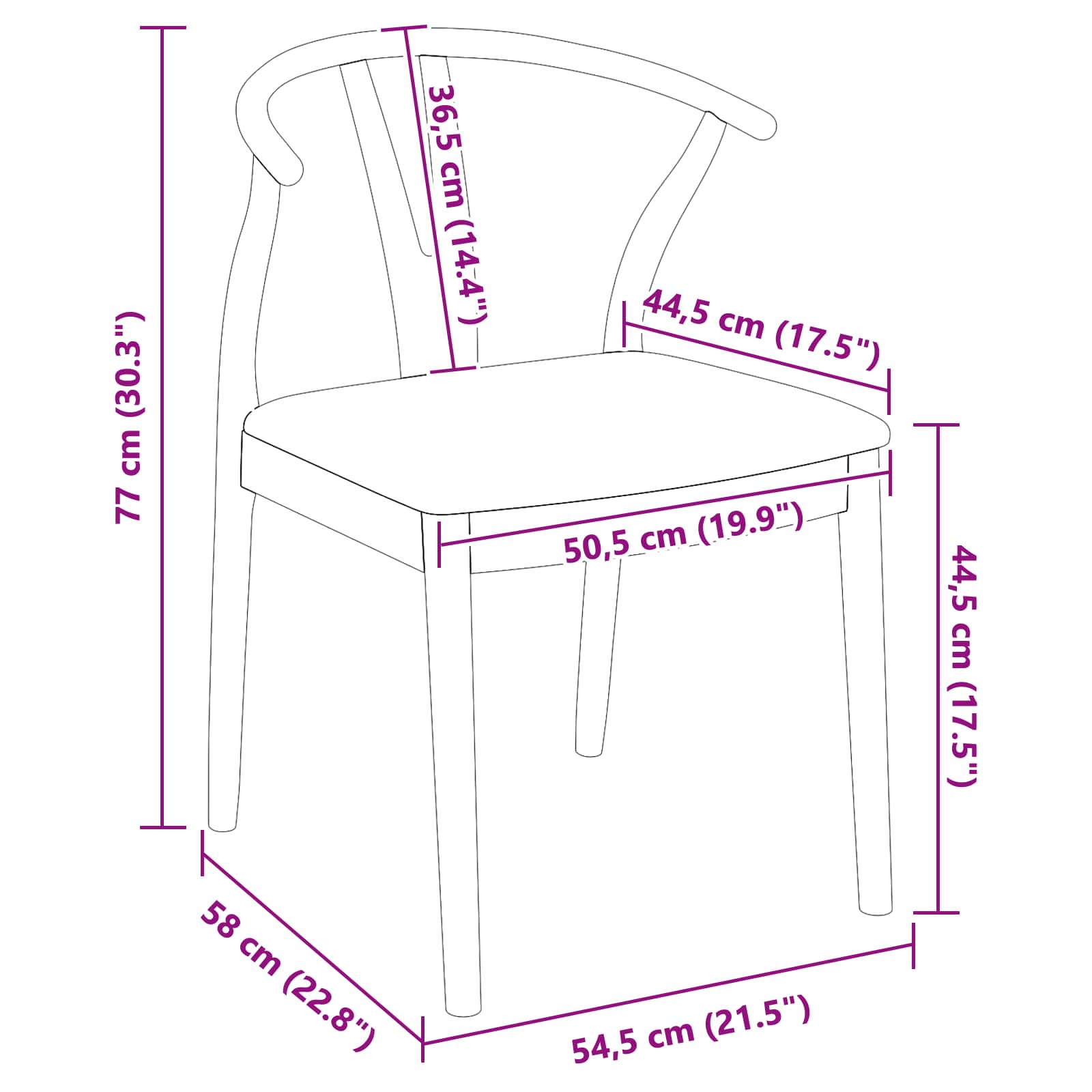 Eetkamerstoel 2 Pcs Massief Rubberhout Wit en grijs