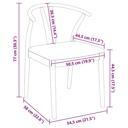 Eetkamerstoel 2 Pcs Massief Rubberhout Wit en grijs