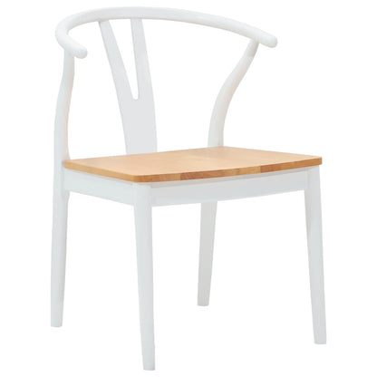 Eetkamerstoel 2 Pcs En Natuurlijk Massief Rubberhout wit en naturel