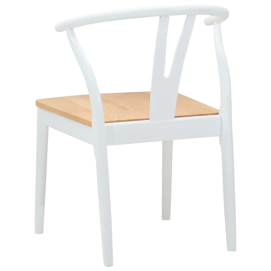 Eetkamerstoel 2 Pcs En Natuurlijk Massief Rubberhout wit en naturel