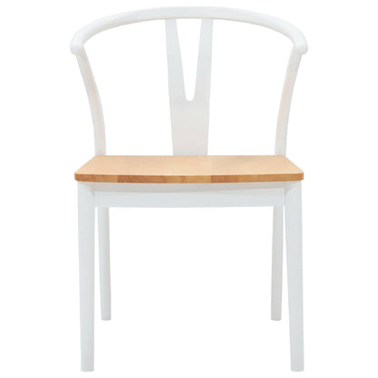 Eetkamerstoel 2 Pcs En Natuurlijk Massief Rubberhout wit en naturel