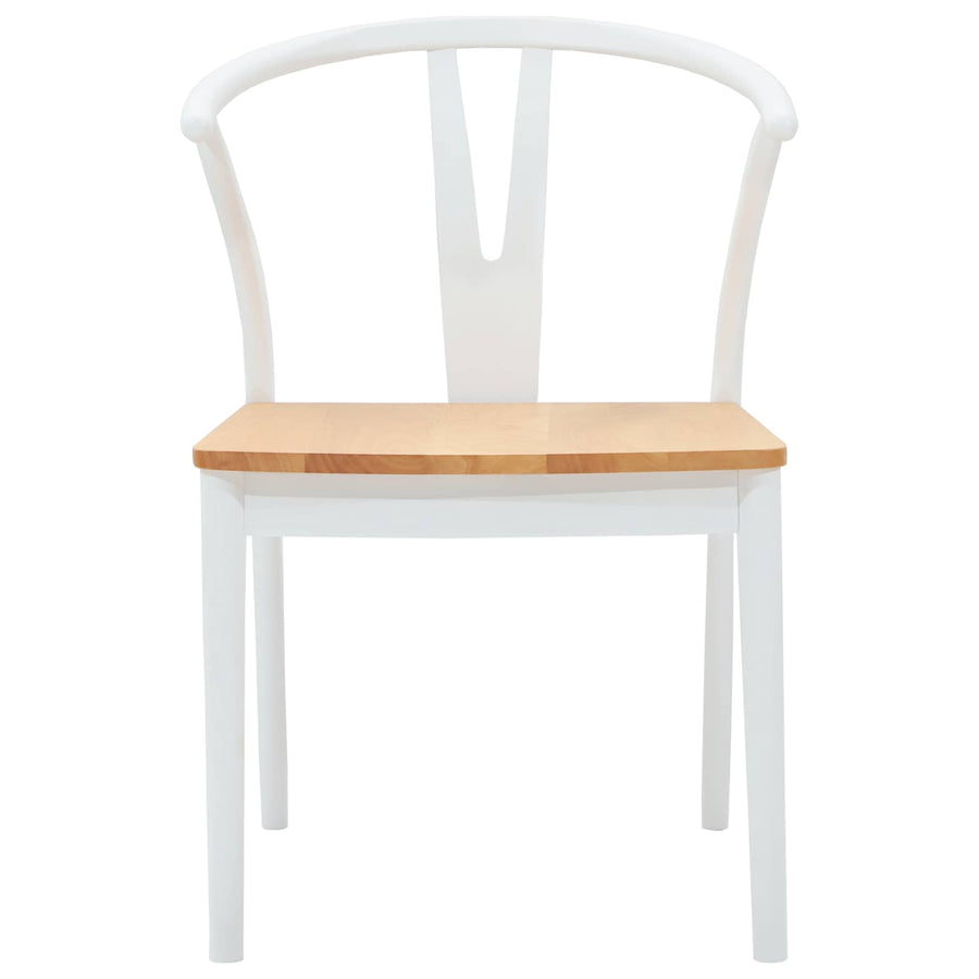 Eetkamerstoel 2 Pcs En Natuurlijk Massief Rubberhout wit en naturel