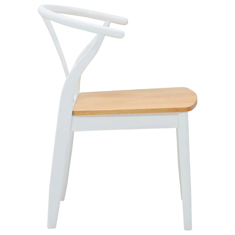 Eetkamerstoel 2 Pcs En Natuurlijk Massief Rubberhout wit en naturel