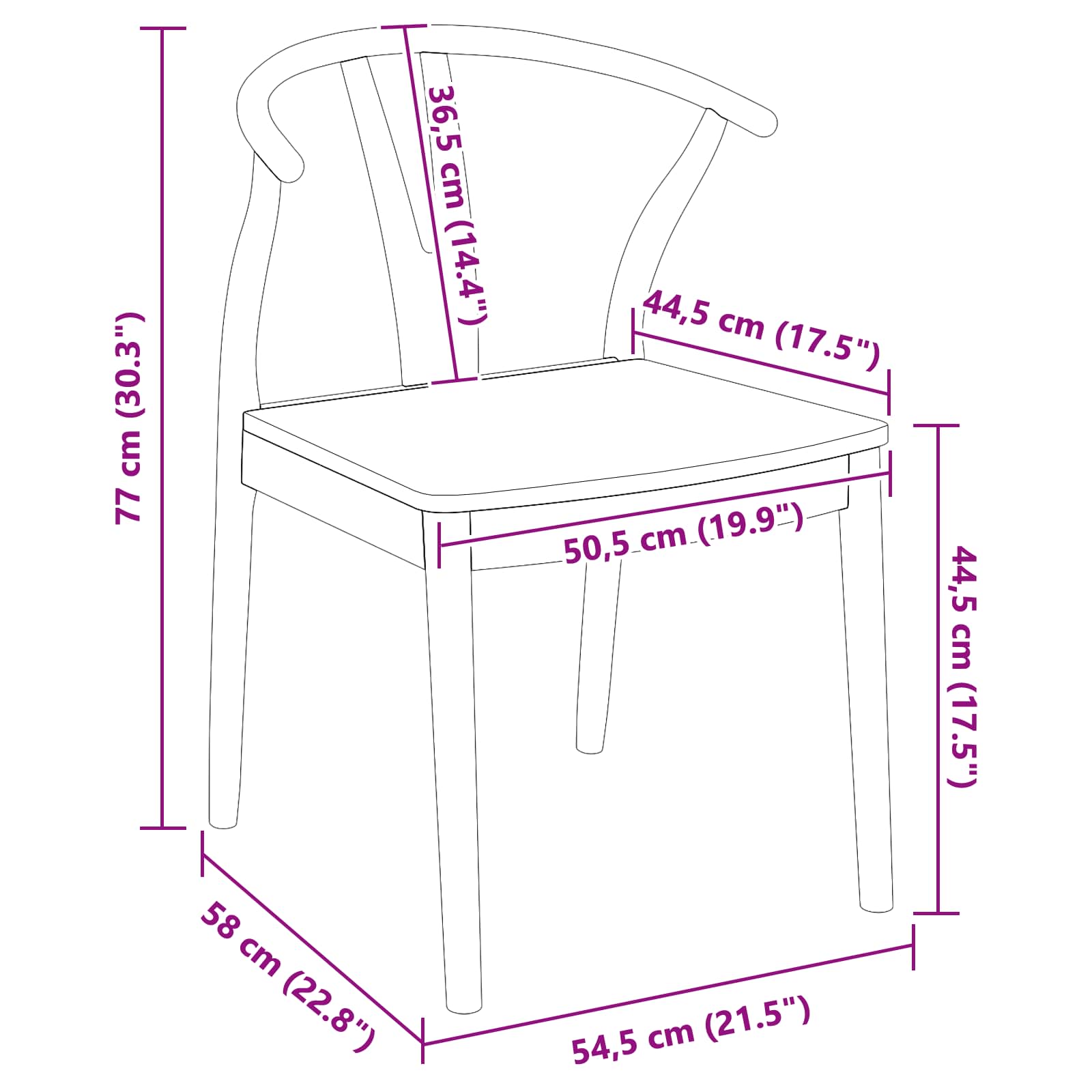 Eetkamerstoel 2 Pcs En Natuurlijk Massief Rubberhout wit en naturel