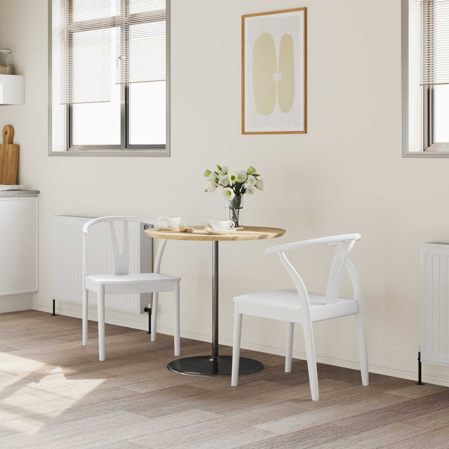 Eetkamerstoel 2 Pcs En Massief Rubberhout Wit