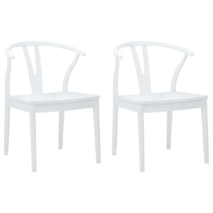 Eetkamerstoel 2 Pcs En Massief Rubberhout Wit