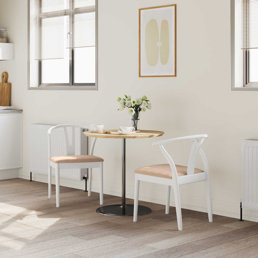 Eetkamerstoel 2 Pcs Massief Rubberhout Wit en bruin